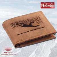 FFelsenfest Geldb&ouml;rse Torwart Vintage braun I mit RFID-Schutz I ca.12,5x10x2,5cm