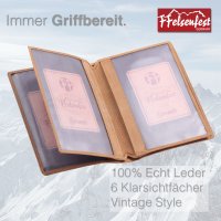 FFelsenfest Jagdmappe Leder mit Hirsch Motiv  I ca. 16,5x12x1,5cm