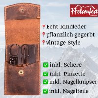 FFelsenfest Nagelpflegeset Manik&uuml;re-Pedik&uuml;re-Set I Echt Leder vintage Style 4tlg