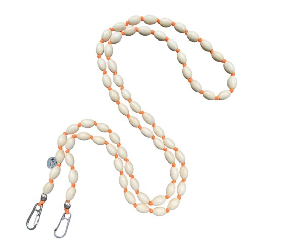 Handykette Lang-Crossbody Holz oval orange I 15x10 mm I  L&auml;nge ca. 138 cm