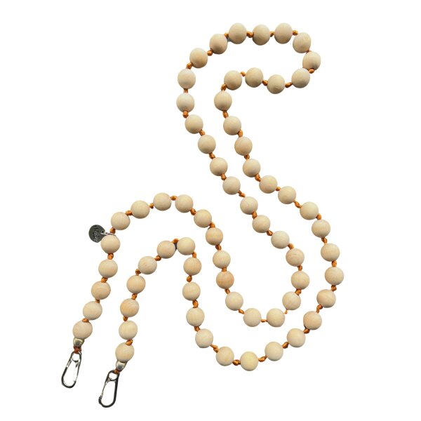 Handykette Lang Holzperlen natur-braun I &oslash;15 mm I L&auml;nge ca. 138 cm I H0093