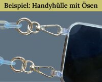 Handykette Lang Holzperlen blau-schwarz I &oslash;15 mm I L&auml;nge ca. 138 cm I H0097