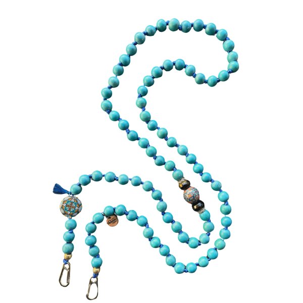 Handykette Lang Holzperlen blau I &oslash;12 mm I L&auml;nge ca. 138 cm I H0105