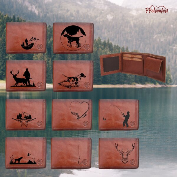 FFelsenfest Geldbeutel Motiv Jagd-Fischen-Wandern I Gro&szlig;e Auswahl