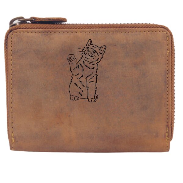 Geldb&ouml;rse mit Katze I Lederb&ouml;rse mit katzen