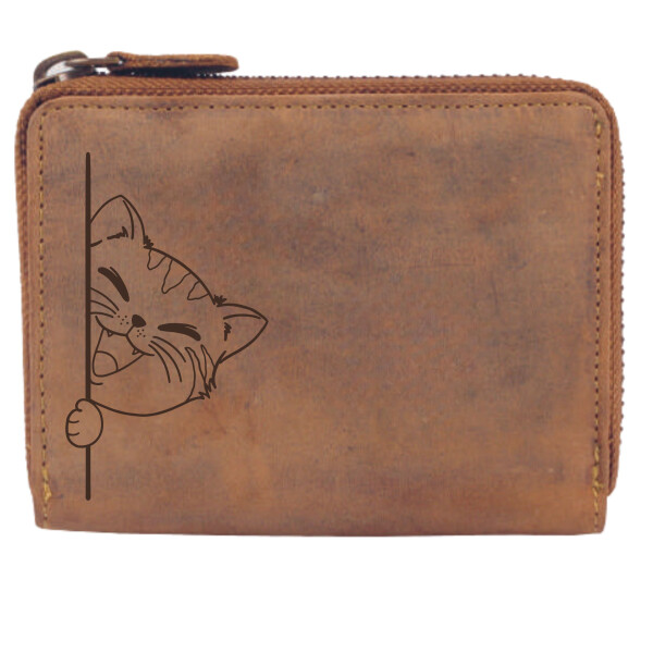 Portmonee mit Katzen Motiv I Lederb&ouml;rse mit katzen